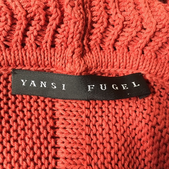 Yansi Fugel Open Cardigan Sweater Wrap Shawl Orange Chunky - Picture 4 of 4